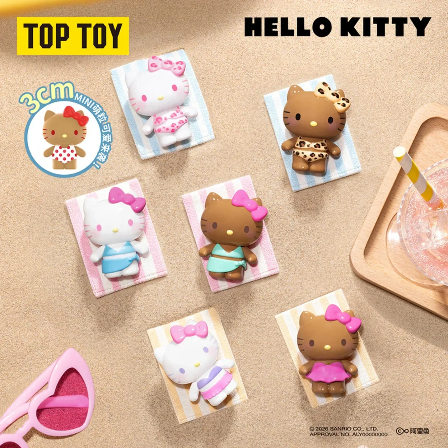 TOPTOY Hello Kitty Colorful Swimwear Summer Series Mini Blind Bag Mystery Box Figures  DIY Ornament Licensed Sanrio  Gift