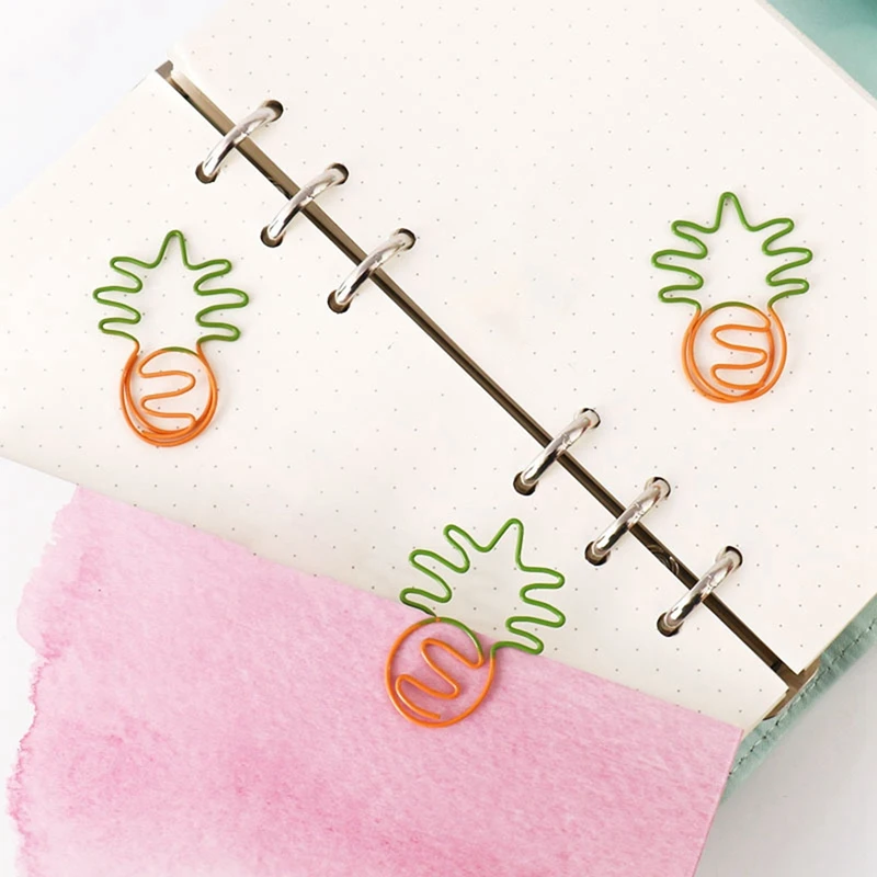 Plastic-Coated Two-Color Cute Shape Paper Clip Pineapple Bookmark Decoration Student Color Paper Clip