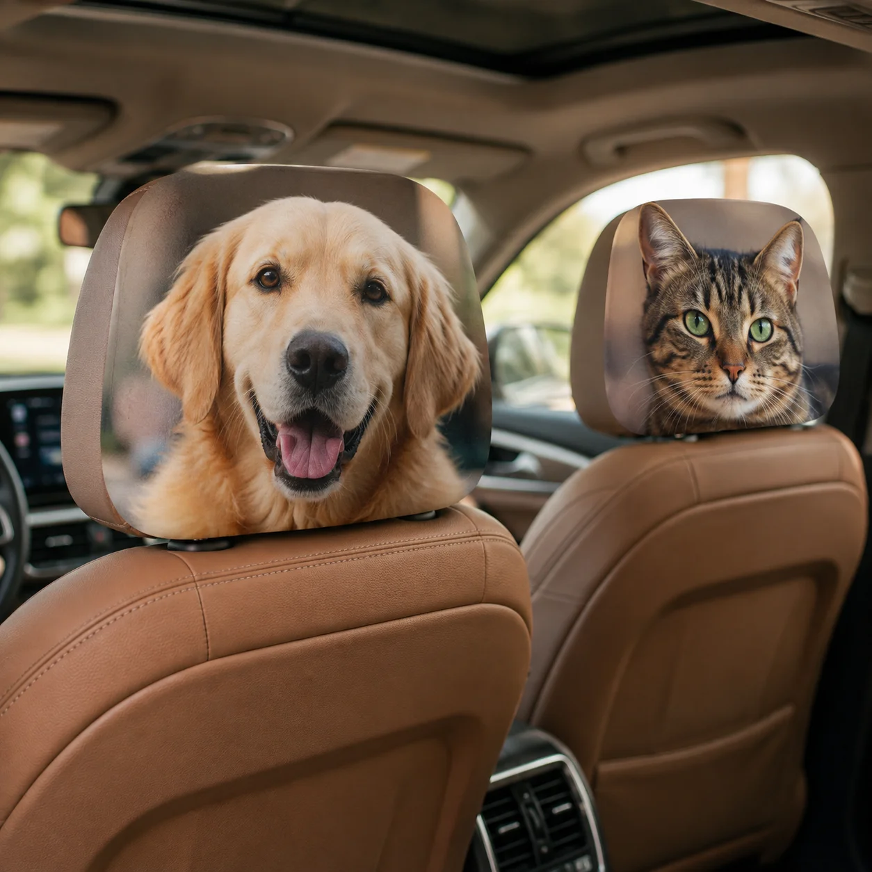 Custom Name Car Headrest Cover Personalized Print Auto Seat Head Rest Protector Elastic Fabric Universal Car Interior Decoration image 4