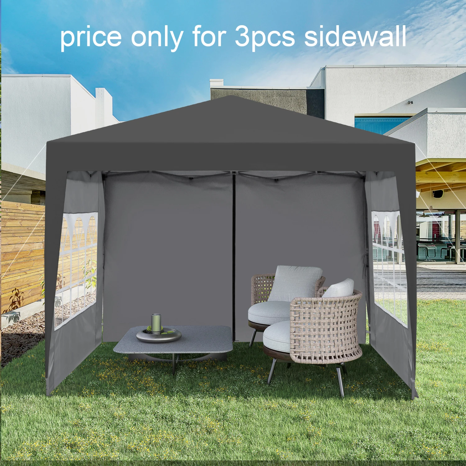 

Canopy Sidewall for 10x10ft Pop Up Canopy Tent, 3 Pack Sunwall(2pcs with Windows, 1pc with zip)Black