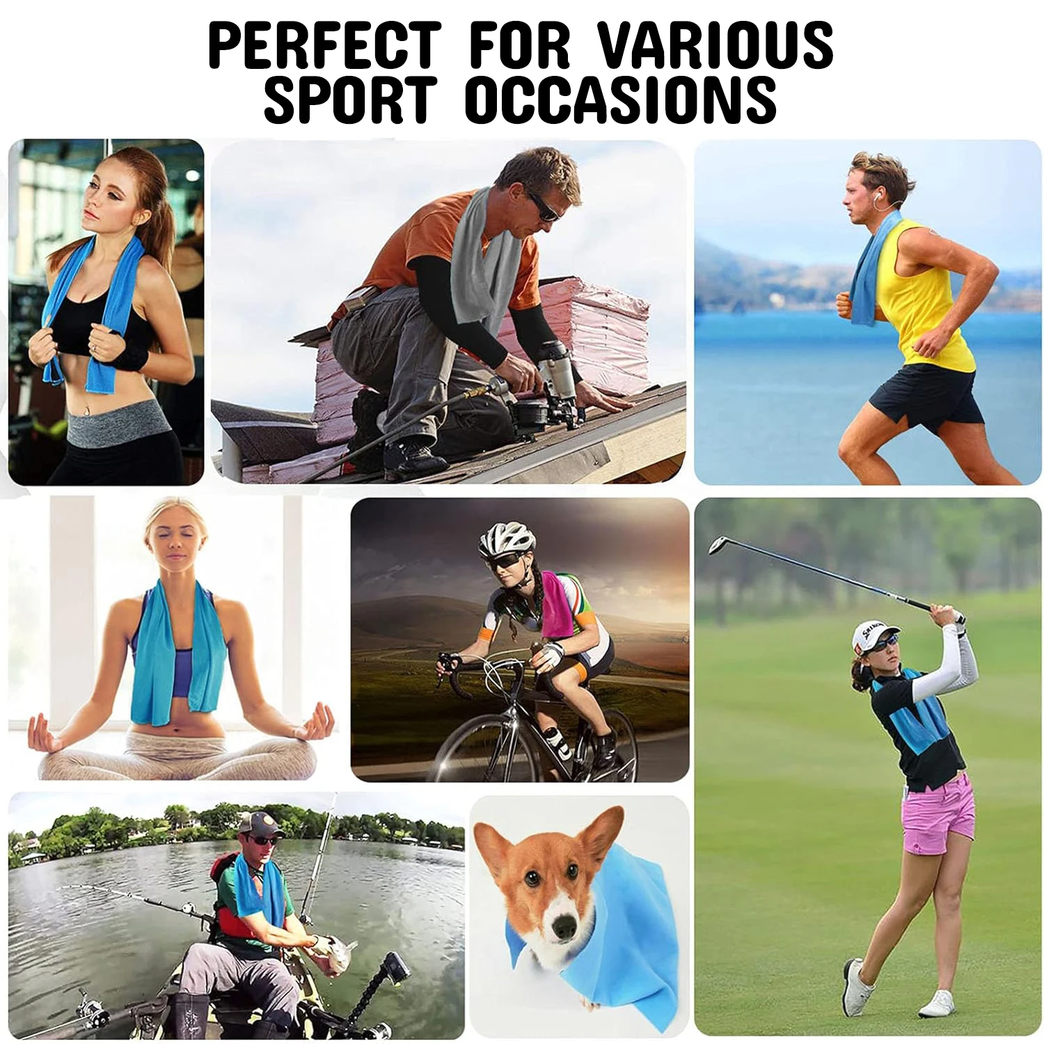 8 Pack Cooling Towel Cold Microfiber Soft Breathable Reusable Ice Towel 12x40 Inches for Yoga Sports Golf Gym Camping Running
