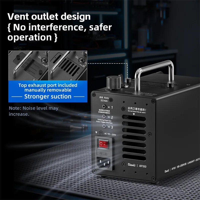QianLi AF100 Lung Saver Fume Extractor 80W Adjustable Suction Triple Layer Smoke Filter Auto Mode for Soldering Fume Purifier