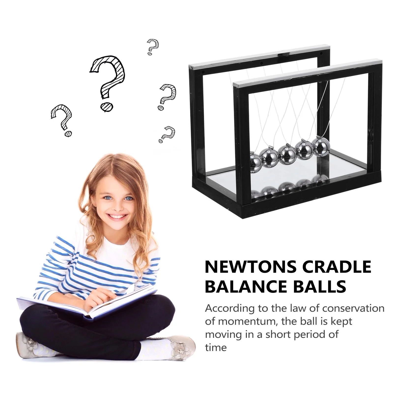 Mirror Newton's Cradle Balance Balls Scientific Desk Decoration for Stress Relief Pendulum Ball Physics Science Teaching Tool