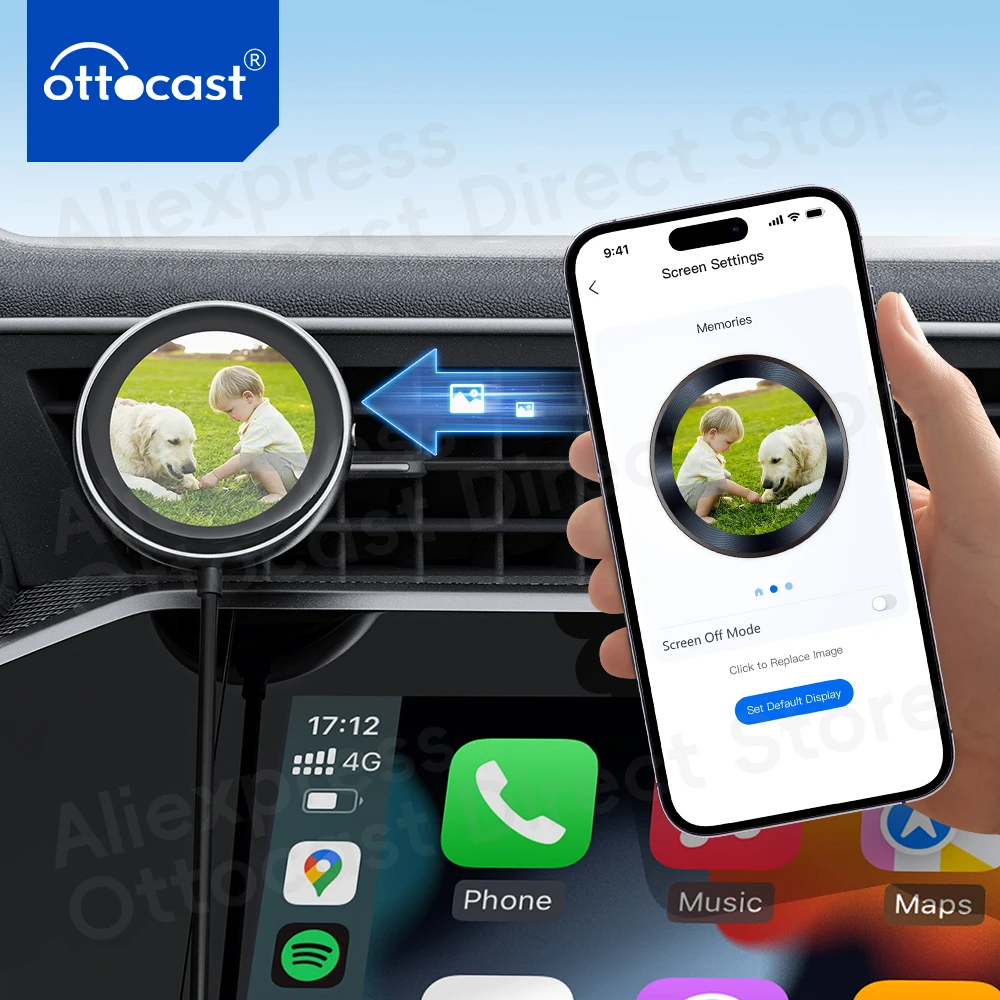 Ottocast CarPlay كليب سيارة لاسلكية اللعب محول منفذ الهواء كليب سيارة سيارة لاسلكية اللعب محول الملحقات أحدث 2024