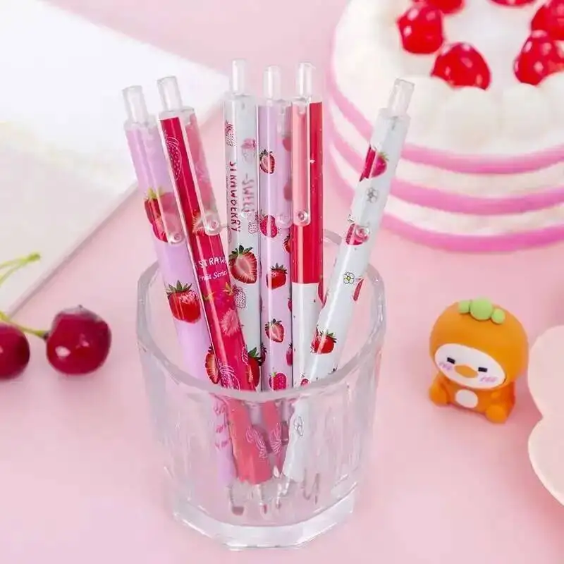 Цельная милая клубничная гелевая ручка Lytwtw, креативный пресс, офисный подарок, школьные принадлежности, канцелярские принадлежности, каваи, забавные ручки