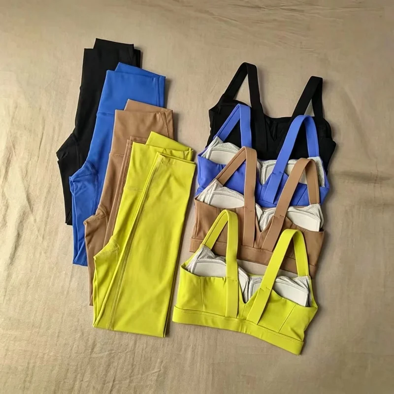 Women 2Pcs Naked Feel Yoga Outfit Butter Soft Cross Back Sports Bra High Waist Leggings Quick Stretch Gym Pilates Workout Active