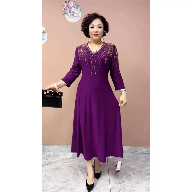 

Wedding Mother-in-law Mother Summer Dress Noble Temperament Middle-aged and Elderly Women's Clothing Wedding Banquet Dress