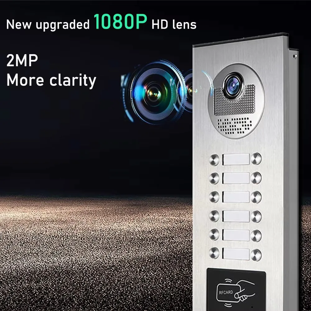 TUYA Smart 2-Unit Apartments Intercom جرس باب يتضمن شاشة عرض فيديو مع بطاقة RFID فتح 4 نظام هاتف باب فيديو سلكي 1080P