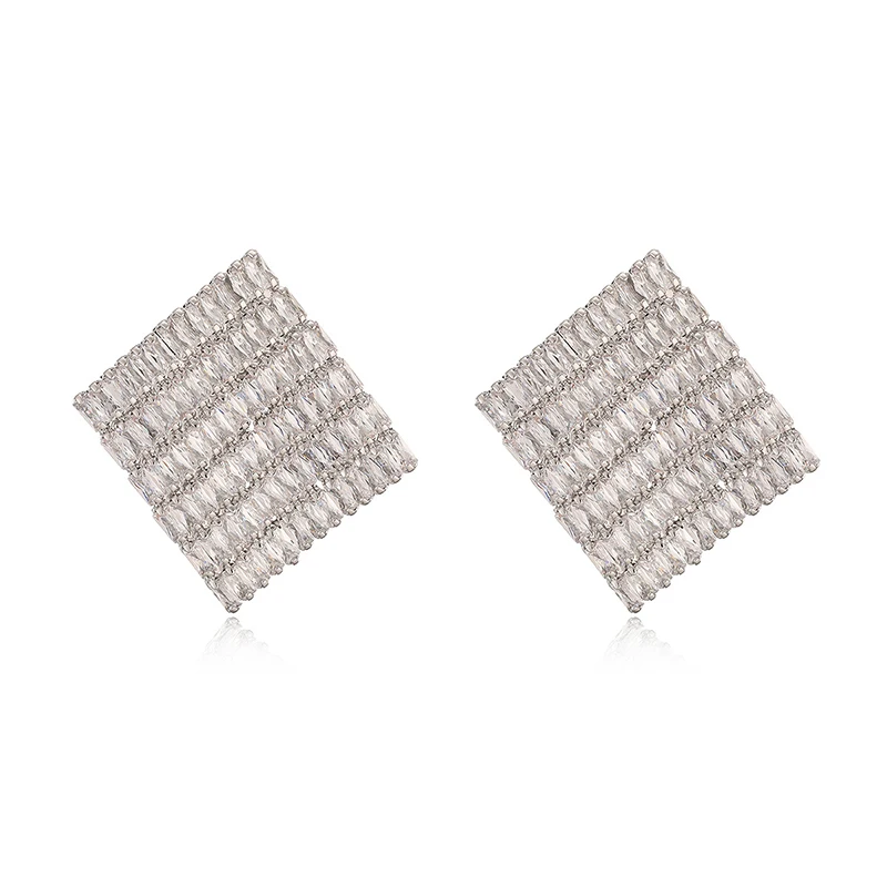 GANPUP Funkelnde Quadratische Vollzirkonia-Ohrstecker für Damen, Modischer Neuer Trendiger Ohrschmuck, Geschenk für Party, Damenohrringe – Detail 6