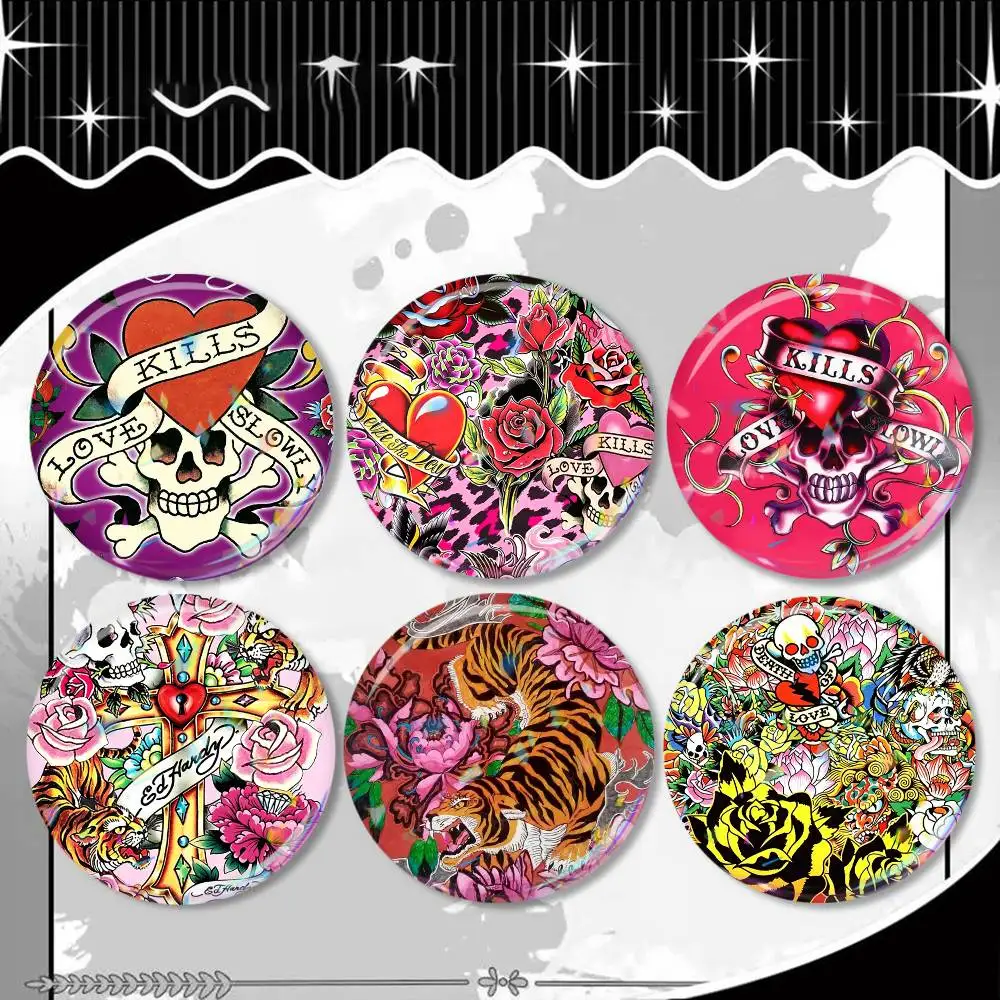 

pink ed hardy wallpaper Laser Badge Creative Pins Brooch for Bag Clothes Hat Decor Gifts Fans Collect