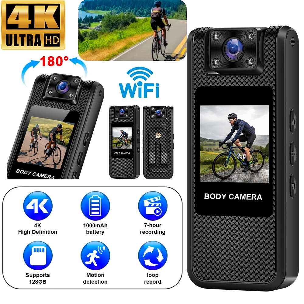 

4K Mini Portable Camera HD 1080P Digital Video Recorder Infrared Night Vision Police Body Cam Small Sports DV Camcorder