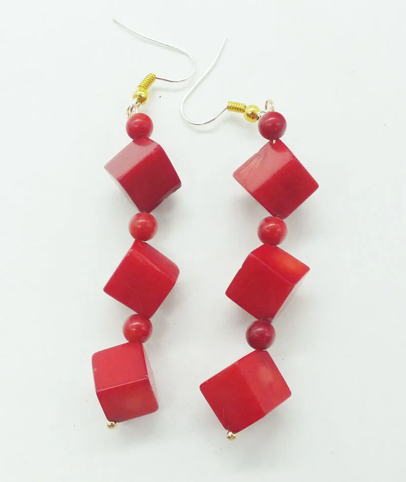 Very classic! Natural red coral earrings, best gift for ladies