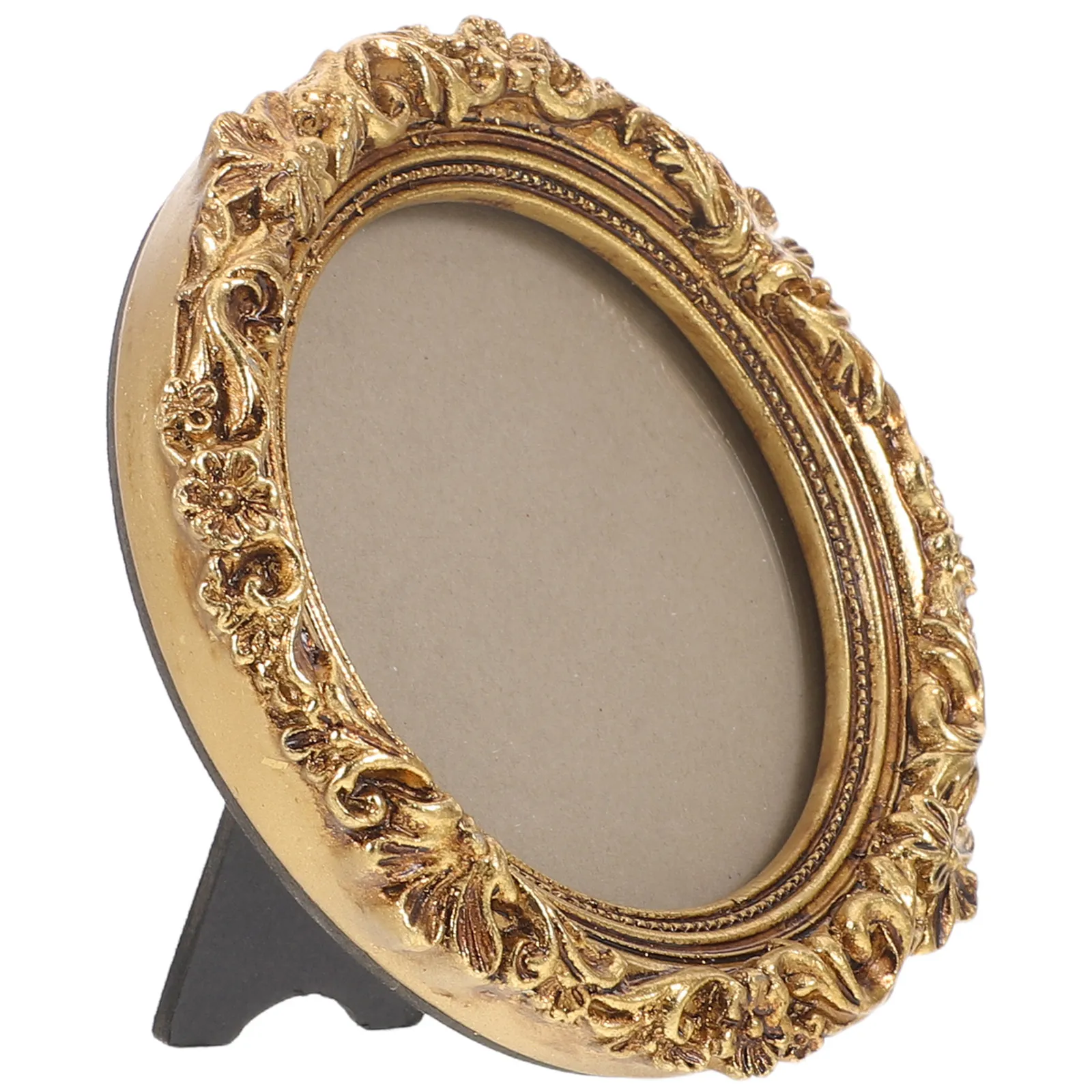 

Винтажная золотая фоторамка из смолы с круглым декоративным узором, 5,31 дюйма, настольный держатель для фотографий, европейский французский деревенский стиль