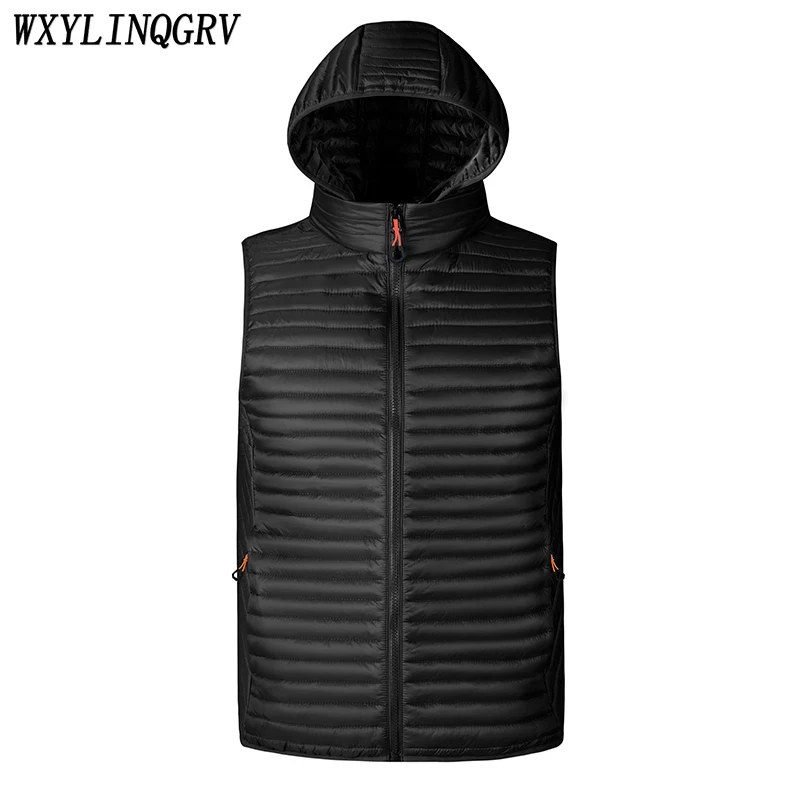 

2023 Autumn Winter New Men Fashion Casual Windproof Hooded Vest Jackets Men Winter Warm Waistcoat Comfortable Men's Parkas Vest