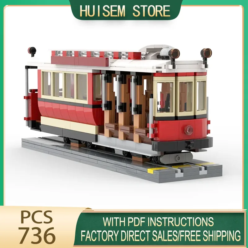 Railway Train Model Moc Building Blocks San Francisco​​​​​​​ Cable Car Model Technology Brick Assembly Construction Toys Holiday