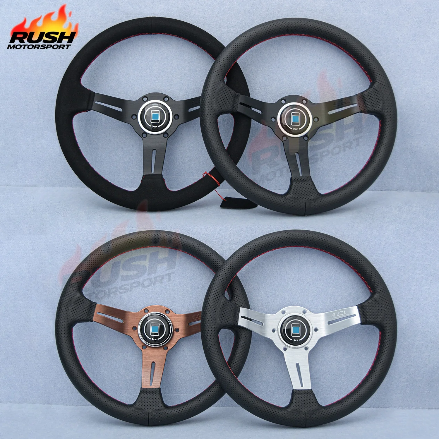 

Классический перфорированный кожаный руль, 13-дюймовый руль с глубоким блюдцем, спортивный стиль, руль гоночного автомобиля PC-ST18