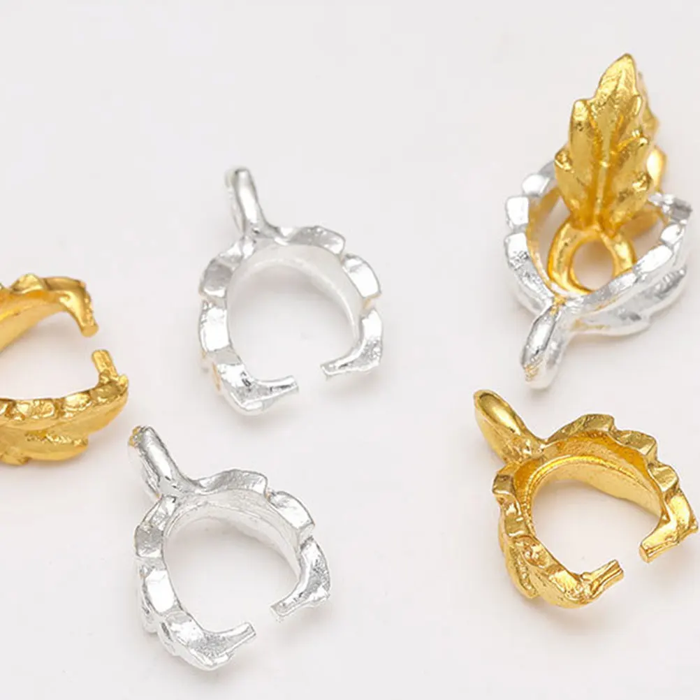 

100 Pcs Alloy Pendant Charm Leaf DIY Set Hole Accessories Silver Jewelry Pendants Mini Hole Diameter Metal Craft