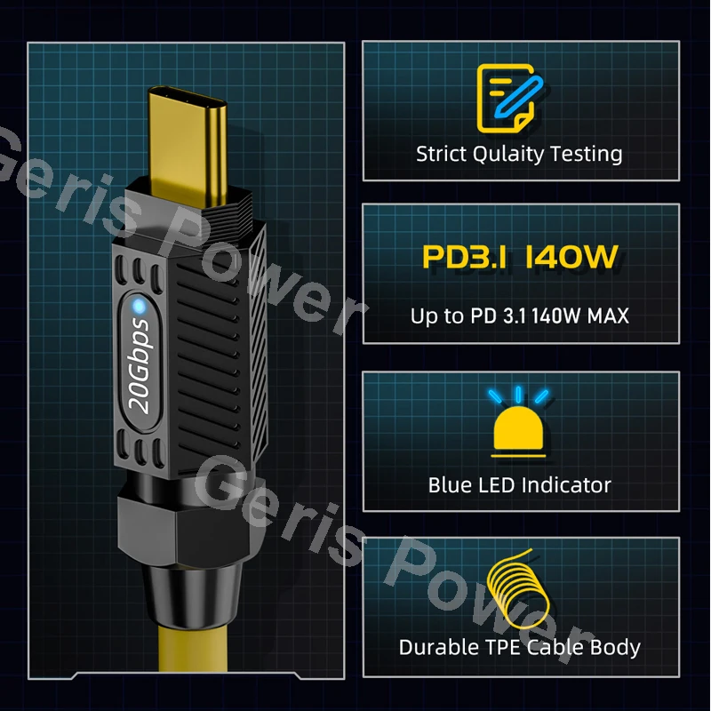 PD3.1 140W USB C Cable Splicing Fast Charging Portable Data Type C Cord ThunderBolt 3 8K Power Delivery Cable for Macbook iPhone