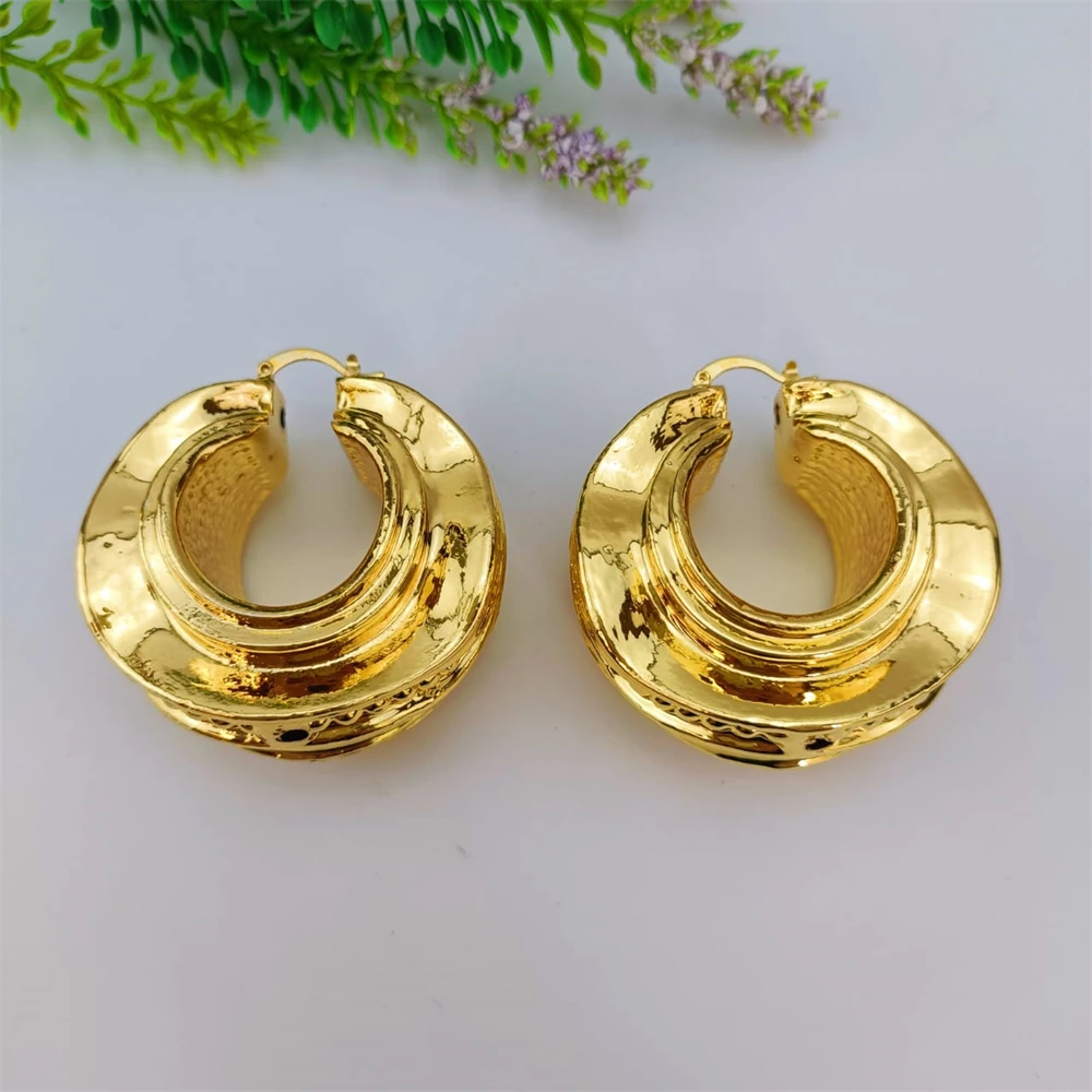 مجموعة مجوهرات إيطالية ذهبية اللون للنساء ، أقراط متدلية كبيرة ، مجوهرات زفاف نيجيرية ، مجوهرات زفاف ، موضة ، من إيما