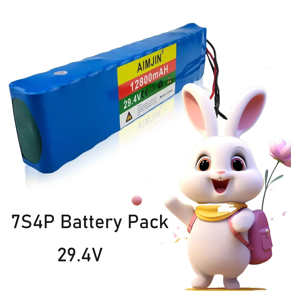 

24V 7S4P 18650 12800mAh Rechargeable Lithium Ion Battery Pack 29.4V for Batteries+29.4V Charger
