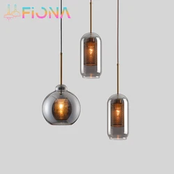 Lámpara colgante de cristal para Loft, luz LED moderna con bola creativa, accesorio de iluminación para cocina, comedor, sala de estar