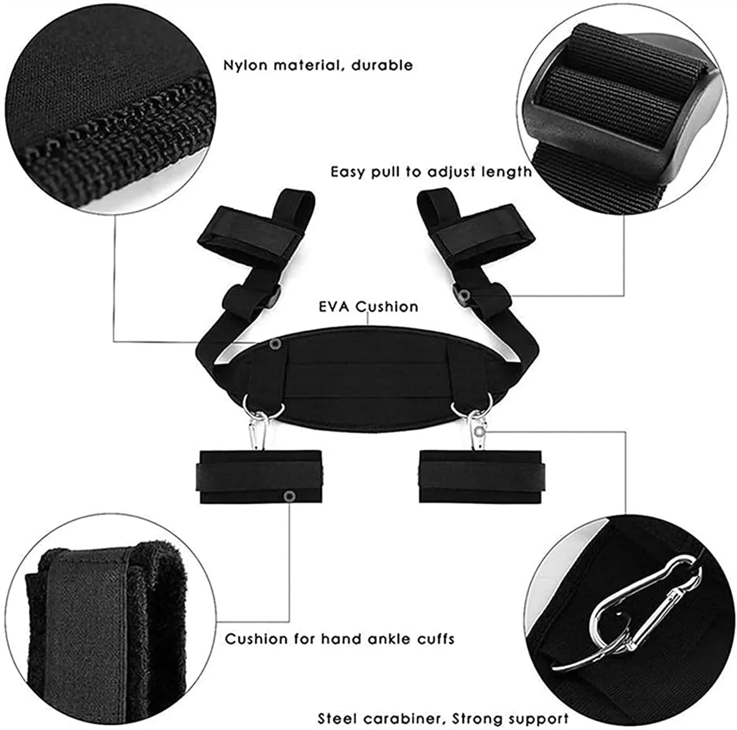 Restraint System Strap Hand & Ankle Cuffs Strap BDSM Bondage Kit Sex Toy for Couples view 6