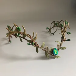 Fairy crown with antlers Elf crown Woodland elven tiara Druid crown Elf circlet with horns Elvish circlet For Renaissance