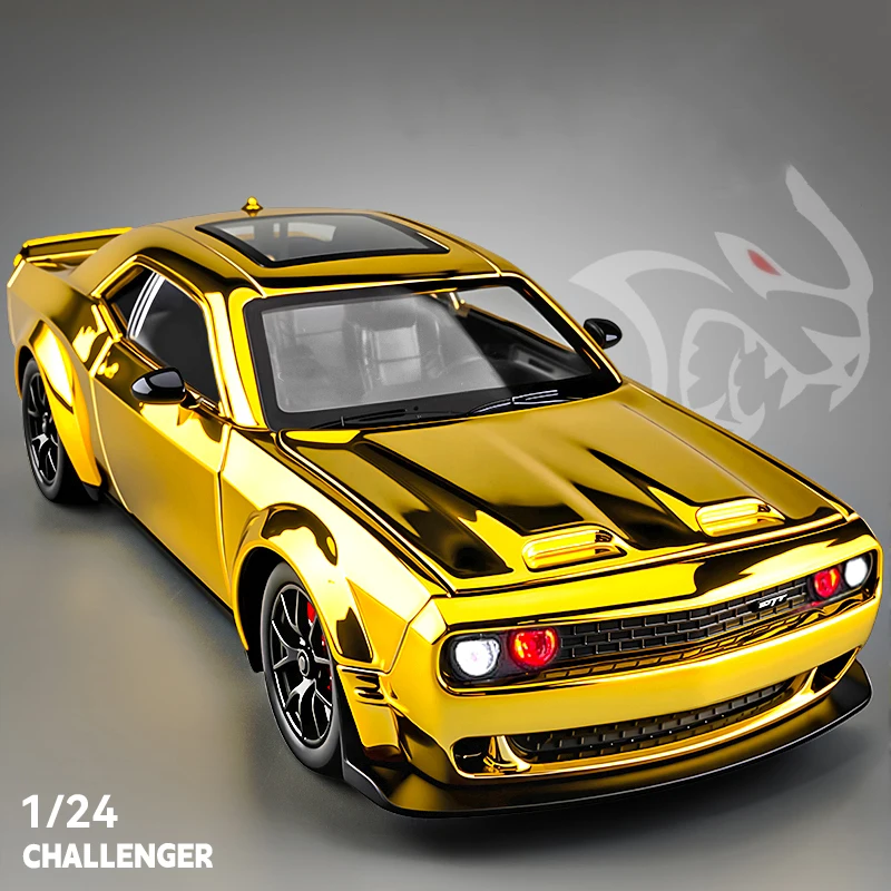 

1:24 Dodge Challenger Hellcat Redeye Alloy Car Model Sound and Light Pull Back Children's Toy Collectibles Birthday gift