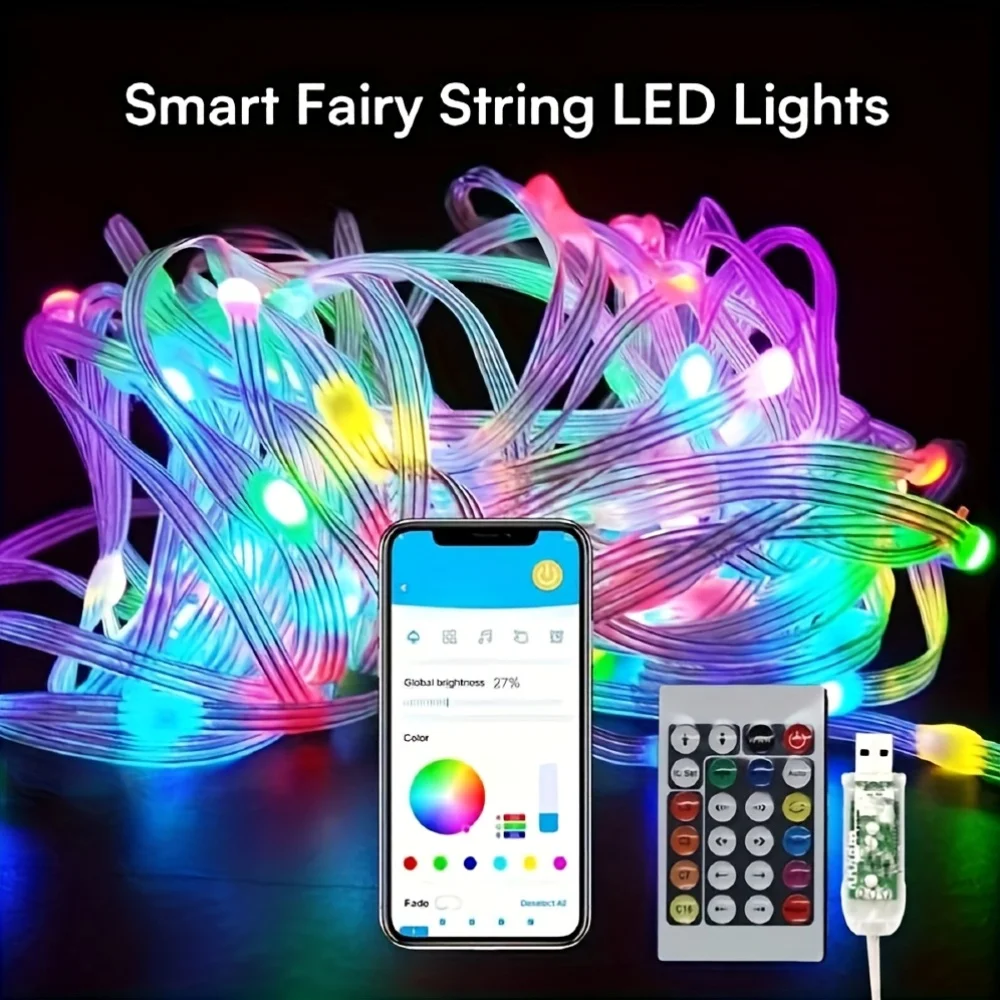 RGBIC Led String WS2812B Smart Fairy Light APP Remote Garland USB Waterproof Outdoor Christmas Light for Tree Bedroom Decoration