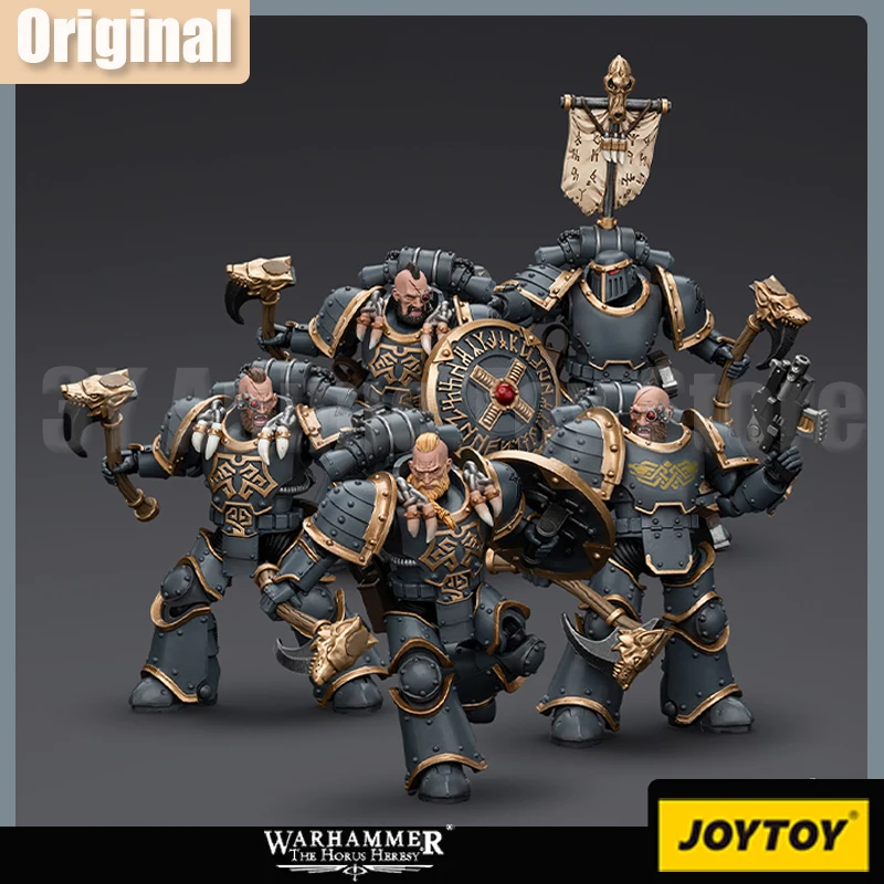 JOYTOY Warhammer 30k 1/18 Action Figure Space Wolves Grey Slayer Pack Figures Model Doll Collection Desk Decor Toys Xmas Gifts