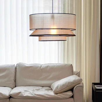 Japanese Wabi Sabi Fabric Pendant Lamp Living Room Restaurant Modern Bedroom Droplight Home Decor Lustre Hanging Light Luminaire