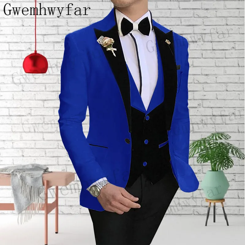 

Gwenhwyfar 2022 Summer New British Style Men's Wedding Slim Fitting Jacket Blazer Vest Trousers Three Piece Elegant Men's Pants