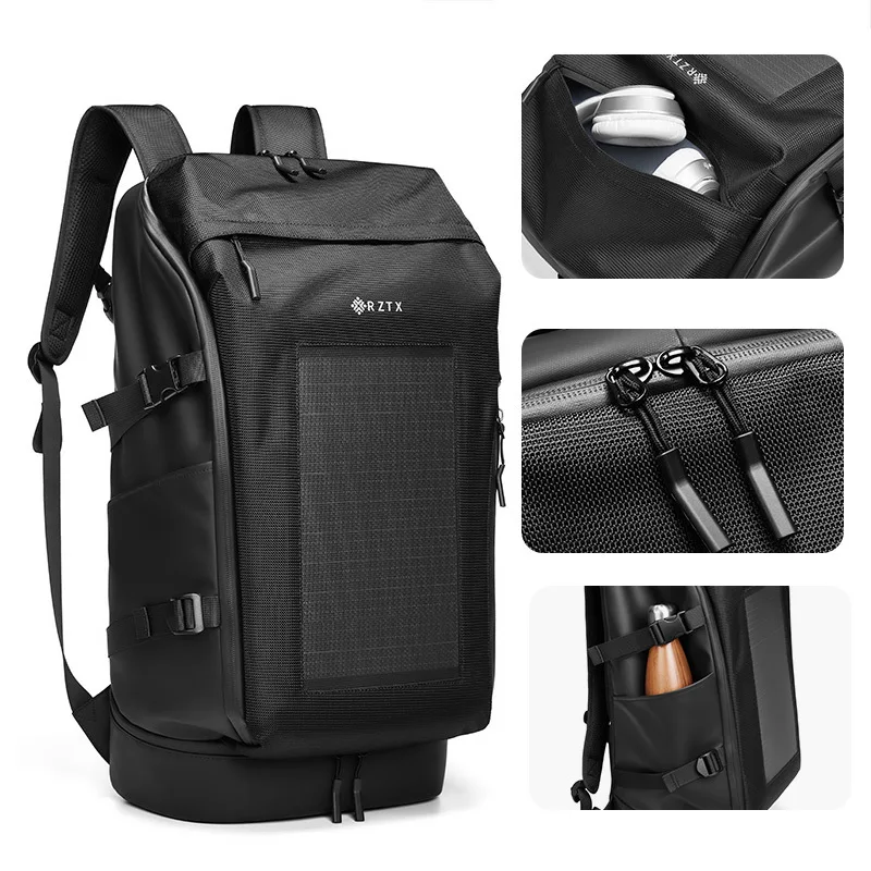 Chikage Solar Rechargeable Travel Bag Large-capacity Outdoor Hiking Bags Multi-functional Korean Portable Backpack