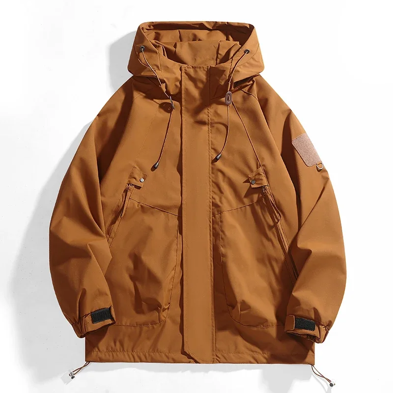 

Mens Hooded Jackets Windproof Fashion Male Windbreaker Loose Coats Women Cargo Jackets Streetwear