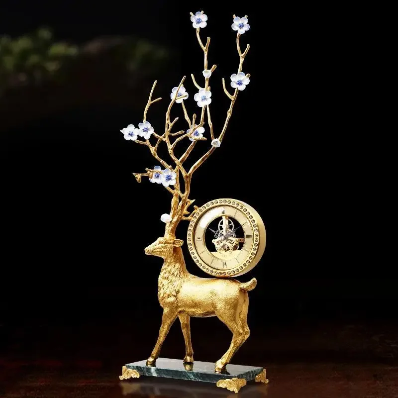 Pure copper clock light luxury living room home entrance ornament clocks and watches home soft decoration jewelry