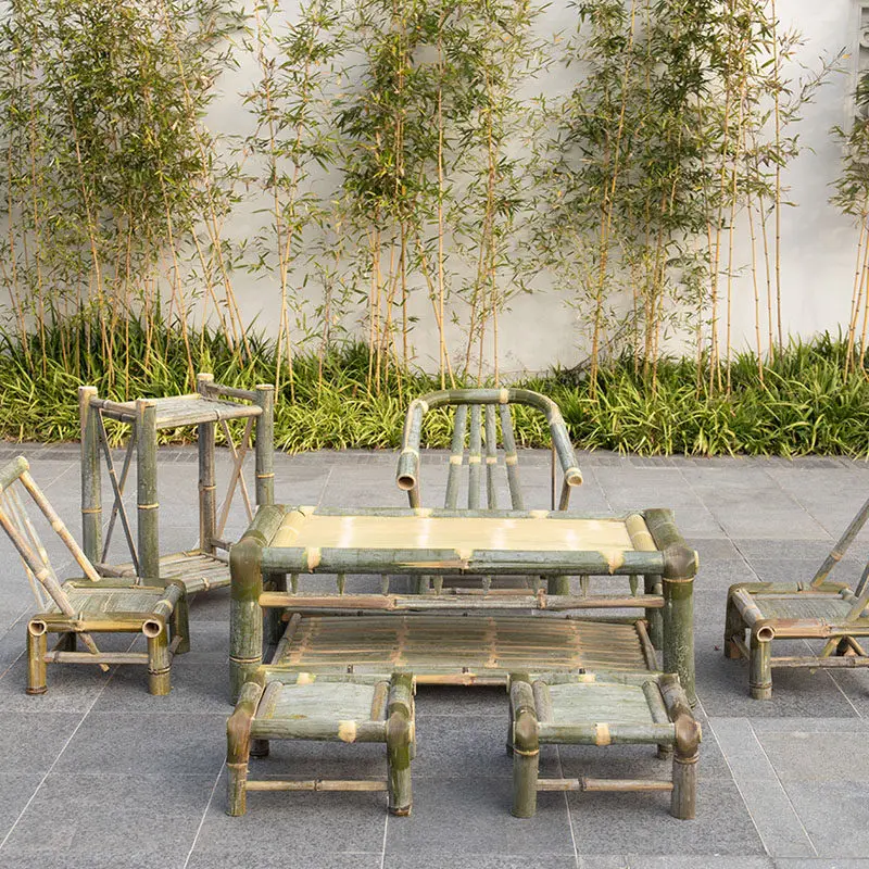 Bamboo tatami table Nanzhu small coffee table table and chair combination new Chinese traditional retro nostalgic bamboo