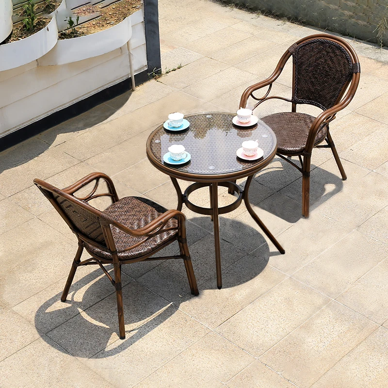 

Outdoor Garden Furniture Sets Aluminum Frame Table and Chair for Cafe Shop