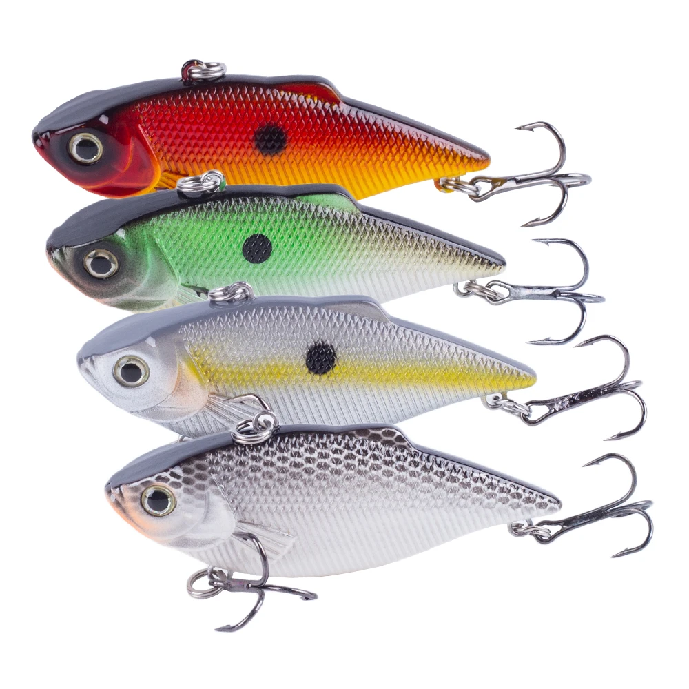 Hanlin Slow Sinking VIB Lure 63mm Rattling Ball Artificial Wobbler Hard Bait Lipless Crankbait Ice Fishing Pesca Bass Tackle