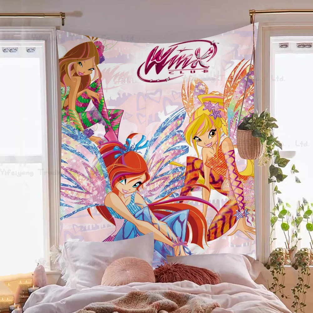 

Girl W-Winx Clubs Anime Tapestry Art Science Fiction Room Home Decor Wall Art Decor