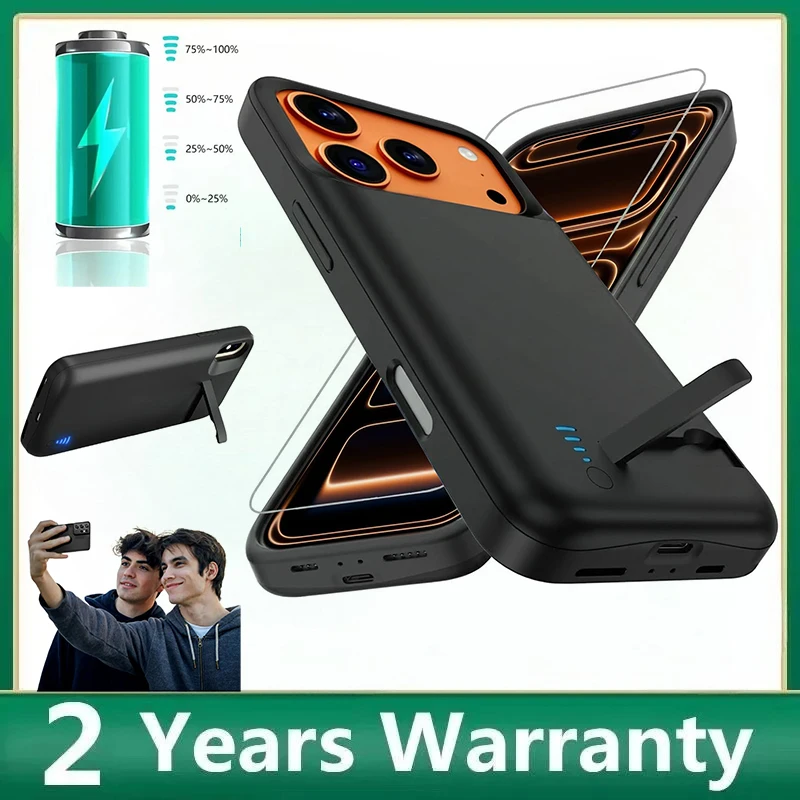 

Чехол-аккумулятор 10000 мАч с подставкой для iPhone серий 16 Plus, 17 Air, 15, 14, 13 Mini, 12, 11 Pro Max, XS, XR, X, 6, 6S, 7, 8