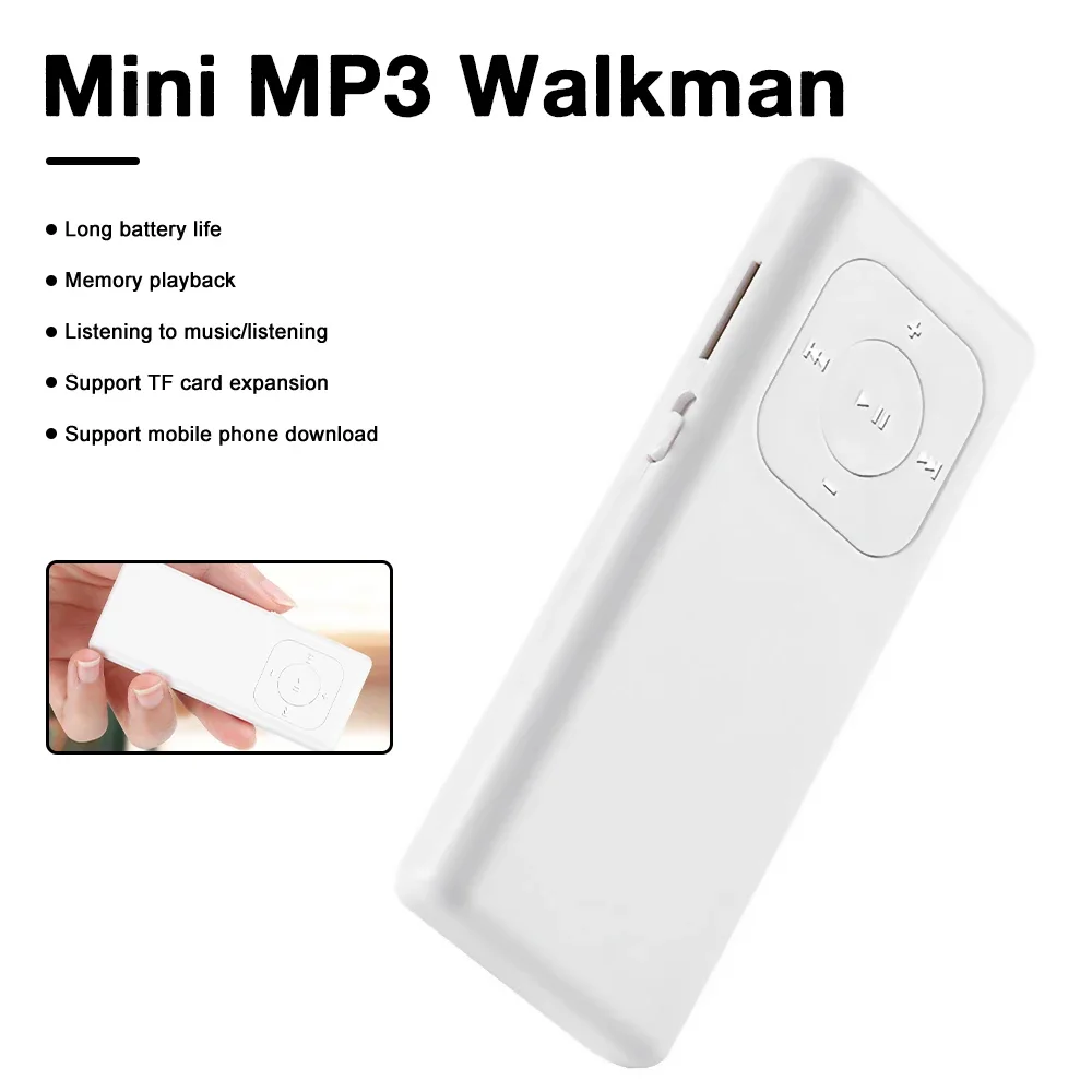 Draagbare MP3-speler met oortelefoon Lossless Sound Muziekmedia MP3-speler Luidspreker TF-kaartsleuf voor Walkman Sport Hardlopen