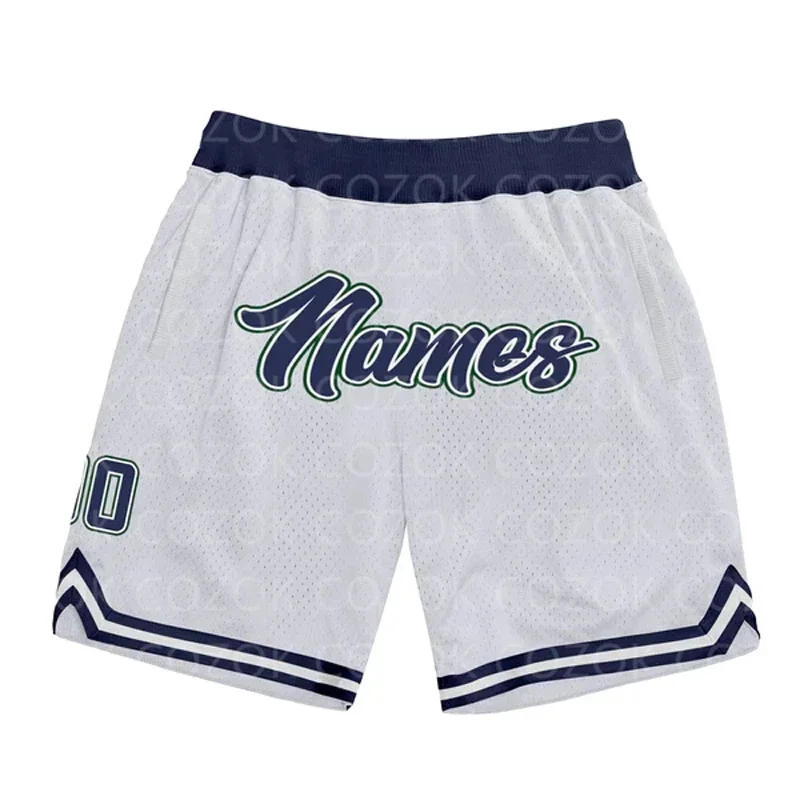 Custom Navy Blue line Authentic Basketball Shorts 3D Printed Men Shorts Name Mumber Quick Drying Beach Shorts