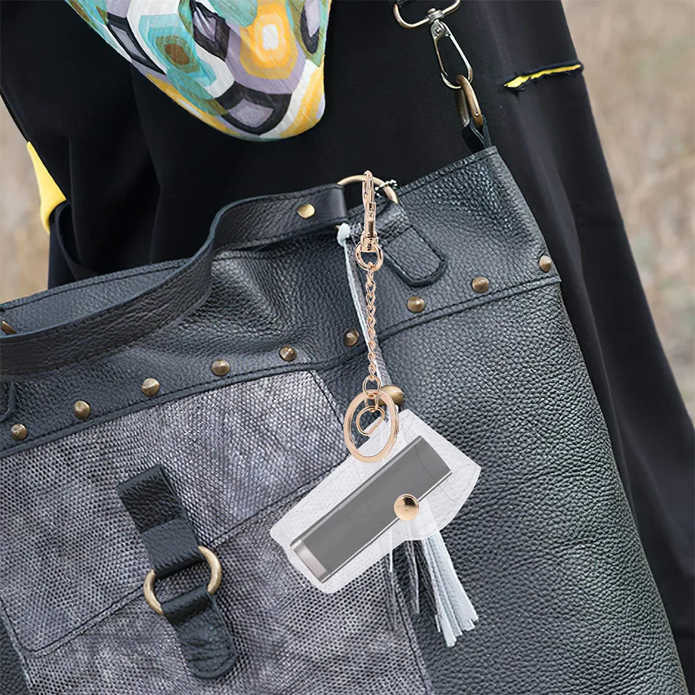 

3Pcs PVC Transparent Lipstick Holder Keychain Portable Lipstick Sleeve Bag Hanging Ornament Multi-Purpose Coin Earphone Storage