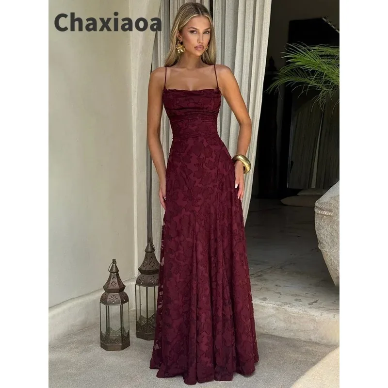 Spaghetti Strap Backless Sexy Maxi Dress Women Gown Fashion Off-shoulder Sleeveless Lace-up Evening Club Party Dress 2026