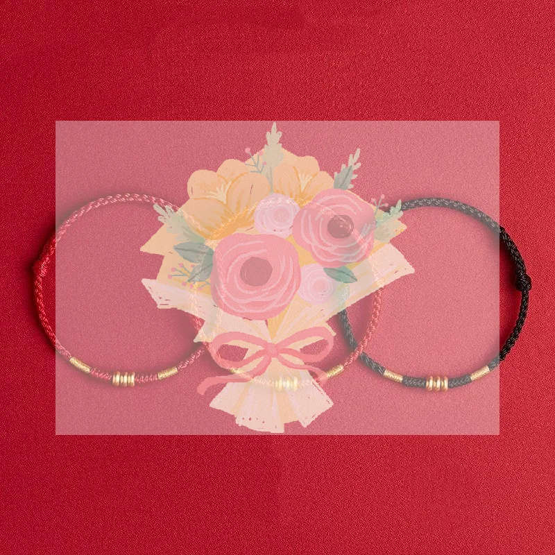 Handmade Red Thread Love Bracelet Charms for Wealth and Luck Adjustable Bangle Ideal New Year Present for Couples and Friends