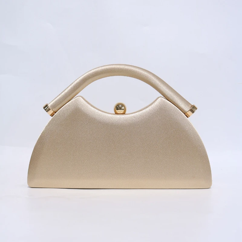 Glossy Satin Top Handle Evening Bag Elegant Hard Shell Clutch Purse Wedding Bridal Cocktail Party Hand Bag with Removable Chain