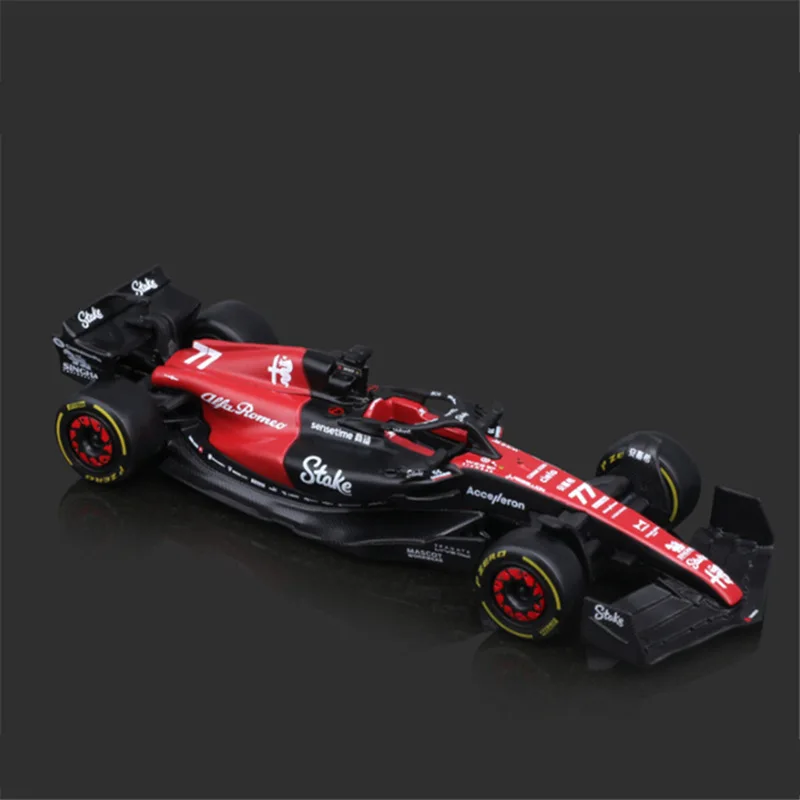 Bburago 1:43 F1 2023 24# Zhou Guanyu Alfa Romeo F1 Team Stake C43 77# Valtteri Bottas Alloy Die cast Racing Car Model Kids Toys