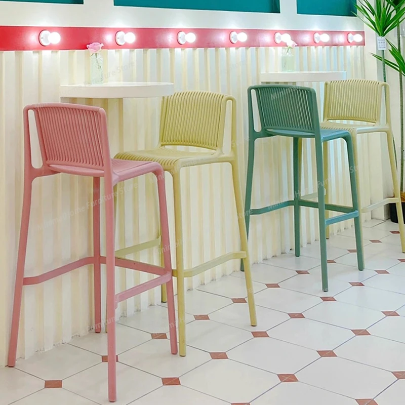 

Барные стулья в скандинавском стиле для ресторана, с пластиковой спинкой, минималистичные, эстетичные, высокие, для столовой, барная мебель