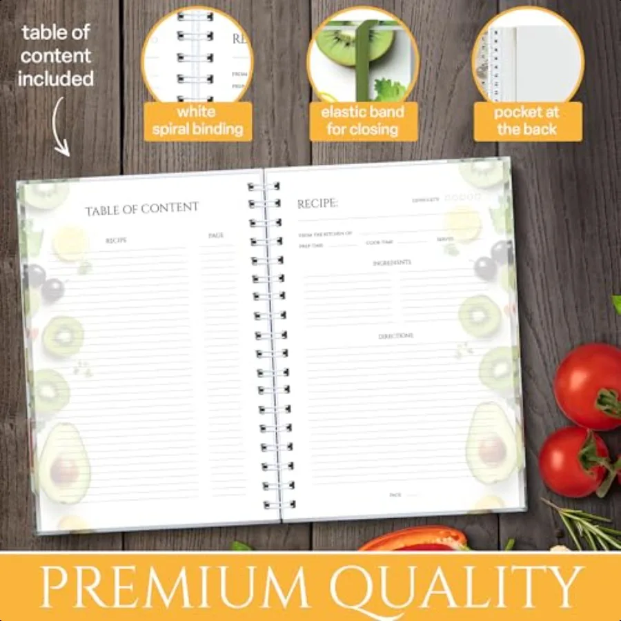 كتاب وصفات للوصفات الخاصة بك مقاس 6 × 9، كتاب وصفات الطباعة بالألوان الكاملة لكتابة الوصفات الخاصة بك مع 3 أوراق من Sti