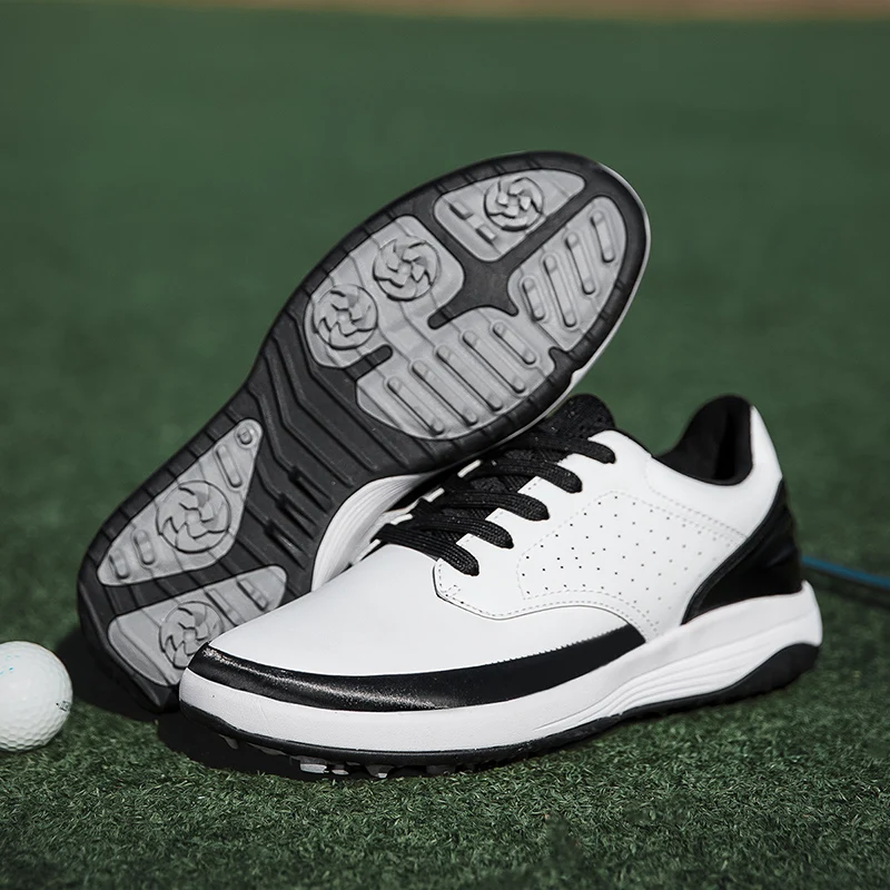 

Men's Golf Shoes High Quality Leather Golf Sports Shoes Sports Casual Shoe Lace-Up Design Non-Slip Sole-Universal in All Seasons